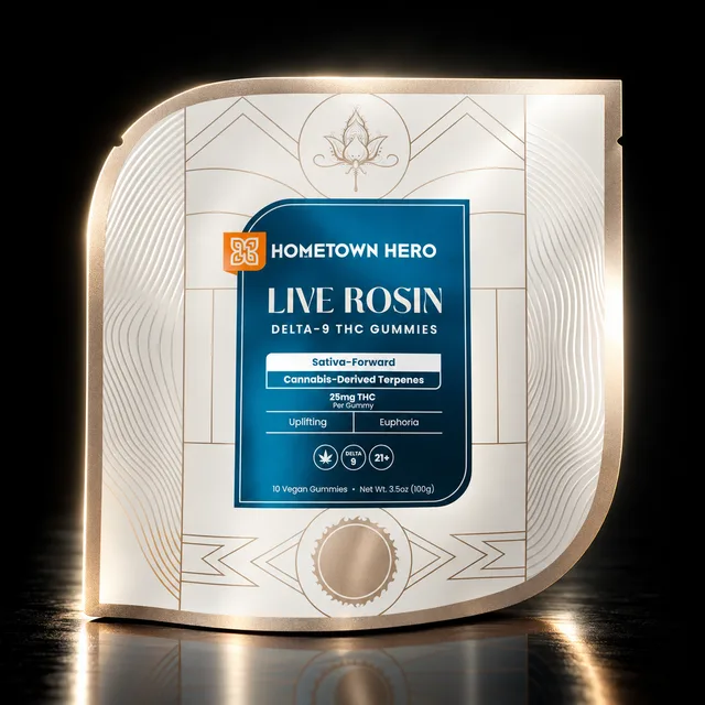 Hometown Hero Live Rosin Delta-9 Gummies 25mg 10ct Sativa