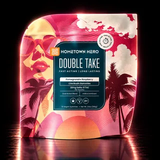 Hometown Hero Double Take Delta-9 Gummies 20mg 10ct Pomegranate Raspberry (Indica)