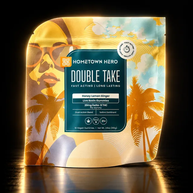 Hometown Hero Double Take Delta-9 Gummies 20mg 10ct Honey Lemon Ginger (Sativa)