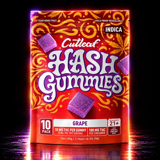 Cutleaf THC Hash Gummies 10mg 10ct Grape (Indica)