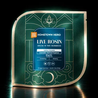 Hometown Hero Live Rosin Delta-9 Gummies 25mg 10ct Indica