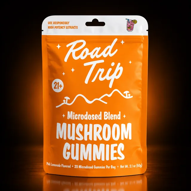 Road Trip Microdosed Blend Mushroom Gummies 20 Count Pouch PINK LEMONADE