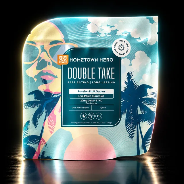 Hometown Hero Double Take Delta-9 Gummies 20mg 10ct Passion Fruit Guava (Hybrid)