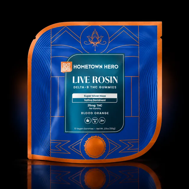 Hometown Hero Live Rosin D9 THC Gummies 25mg 2pc Blood Orange (Sativa Dominant)
