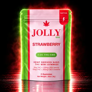 Jolly Mini Nano THC Gummies 1:25 THC:CBD 5mg 2ct Strawberry (Sativa)